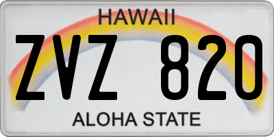 HI license plate ZVZ820