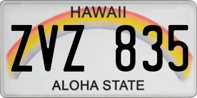 HI license plate ZVZ835