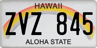 HI license plate ZVZ845