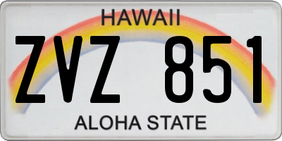 HI license plate ZVZ851