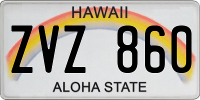 HI license plate ZVZ860