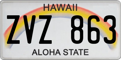 HI license plate ZVZ863