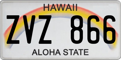 HI license plate ZVZ866