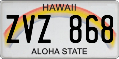 HI license plate ZVZ868