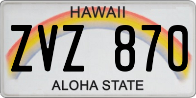 HI license plate ZVZ870