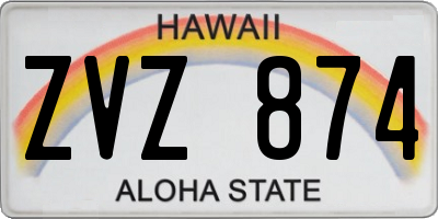 HI license plate ZVZ874