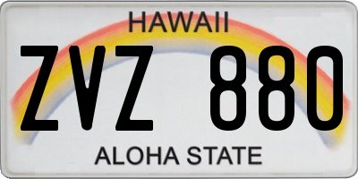 HI license plate ZVZ880
