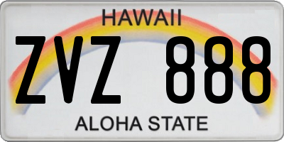 HI license plate ZVZ888