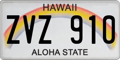 HI license plate ZVZ910