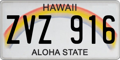 HI license plate ZVZ916