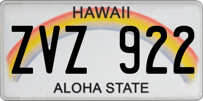 HI license plate ZVZ922