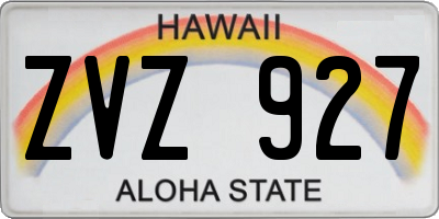 HI license plate ZVZ927