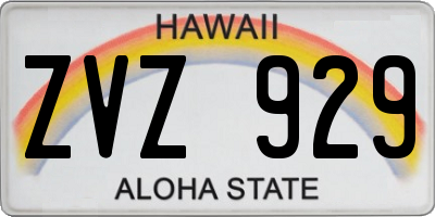 HI license plate ZVZ929