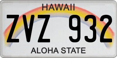 HI license plate ZVZ932