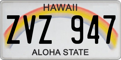 HI license plate ZVZ947
