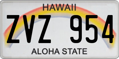 HI license plate ZVZ954