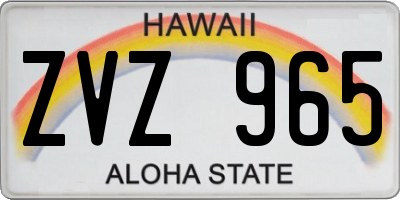 HI license plate ZVZ965