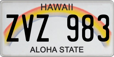 HI license plate ZVZ983