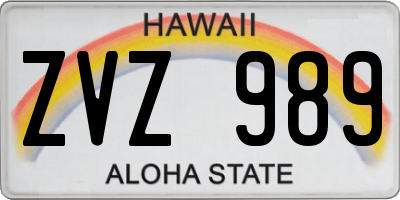 HI license plate ZVZ989