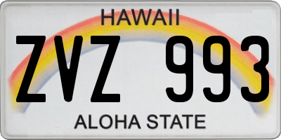 HI license plate ZVZ993