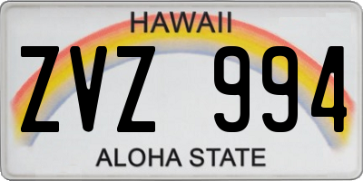 HI license plate ZVZ994
