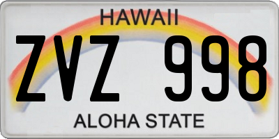 HI license plate ZVZ998