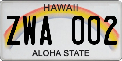 HI license plate ZWA002