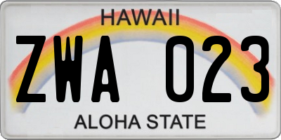 HI license plate ZWA023