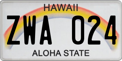 HI license plate ZWA024