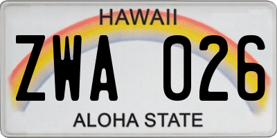 HI license plate ZWA026