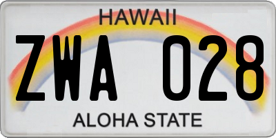 HI license plate ZWA028