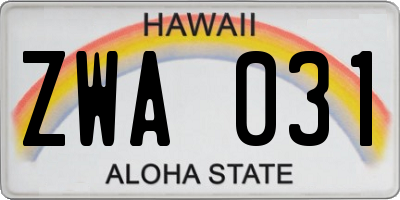 HI license plate ZWA031