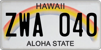 HI license plate ZWA040