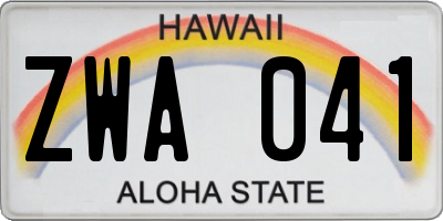HI license plate ZWA041