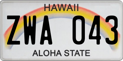 HI license plate ZWA043