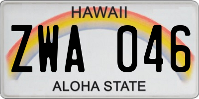 HI license plate ZWA046