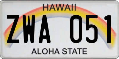 HI license plate ZWA051