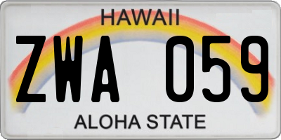 HI license plate ZWA059