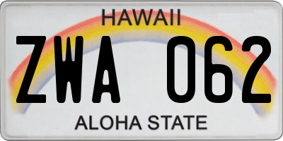 HI license plate ZWA062