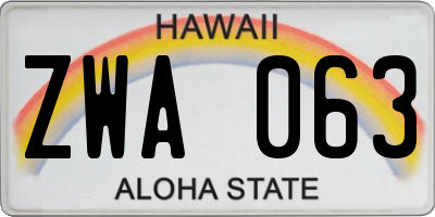 HI license plate ZWA063