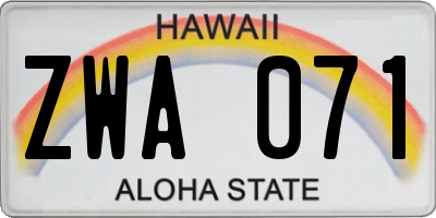 HI license plate ZWA071