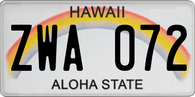 HI license plate ZWA072