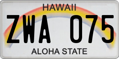 HI license plate ZWA075