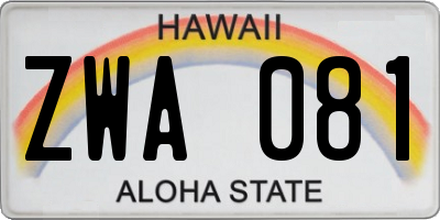 HI license plate ZWA081