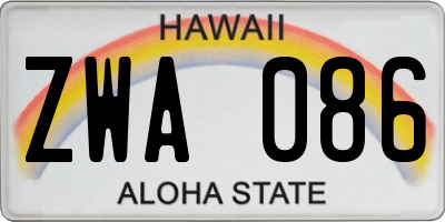 HI license plate ZWA086