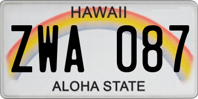 HI license plate ZWA087