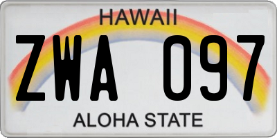 HI license plate ZWA097