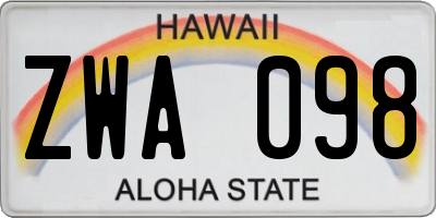HI license plate ZWA098