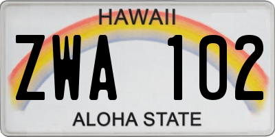 HI license plate ZWA102