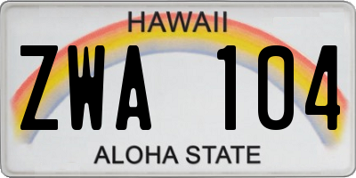HI license plate ZWA104